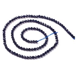 Blau-goldener Sandstein, rund, facettiert, dunkelblau, schimmernd, 3 mm. ca. 130 Stk