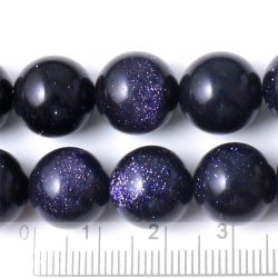 Blau-goldener Sandstein, ganzer Strang, runde Perle, 12 mm, 32 Stk.