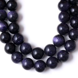 Blau-goldener Sandstein, ganzer Strang, runde Perle, 12 mm, 32 Stk.