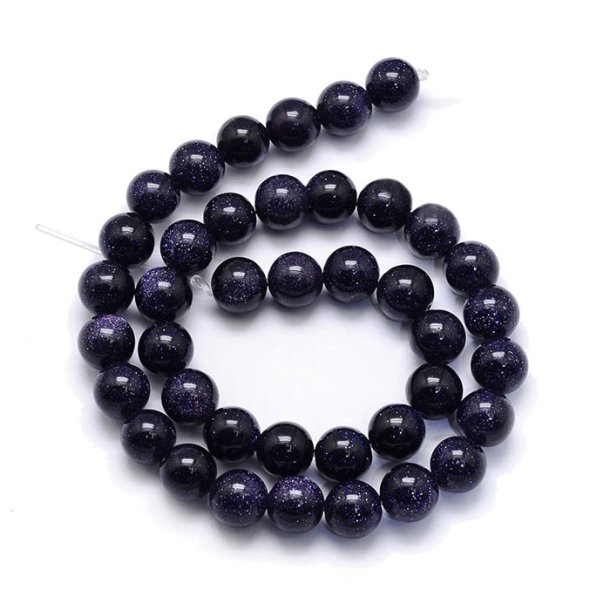 Blue Golden Sandstone, full strand, dark blue, round bead, 4 mm. Strand ca. 95 pcs.