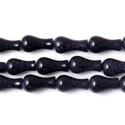 Blau-goldener Sandstein, ganzer Strang, birnenf&ouml;rmige Tropfen, 11x6 mm, 36 Stk.