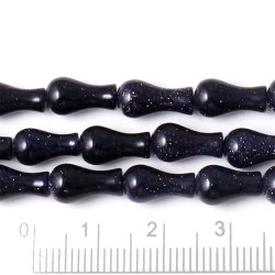 Blau-goldener Sandstein, ganzer Strang, birnenf&ouml;rmige Tropfen, 11x6 mm, 36 Stk.