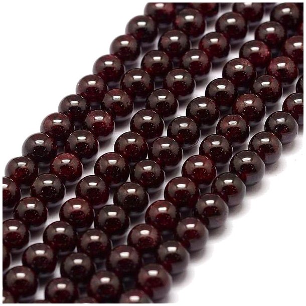 Garnet, round bead, 6 mm. strand, ca. 62 pcs