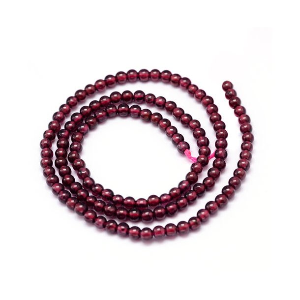 Garnet, round bead, 4 mm. dark red, strand, ca. 95 pcs