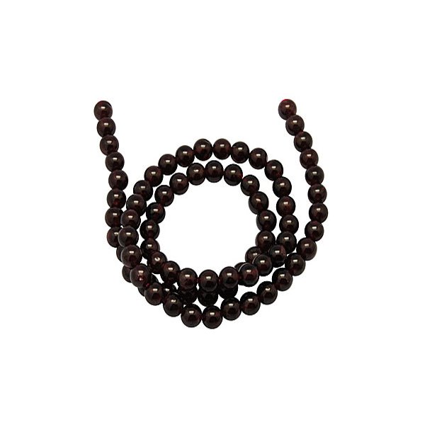 Granat, runde Perle, 5 mm. dunkel rot, ganzer Strang, ca. 80 stk