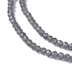 Celestial, Glasperle, ganzer Strang, grau, Rund, 2x2 mm, 180 Stk.