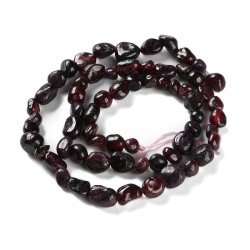 Garnet, full strand of beads, uneven nuggets, dark red, appx. 8x6 mm, appx. 56 pcs