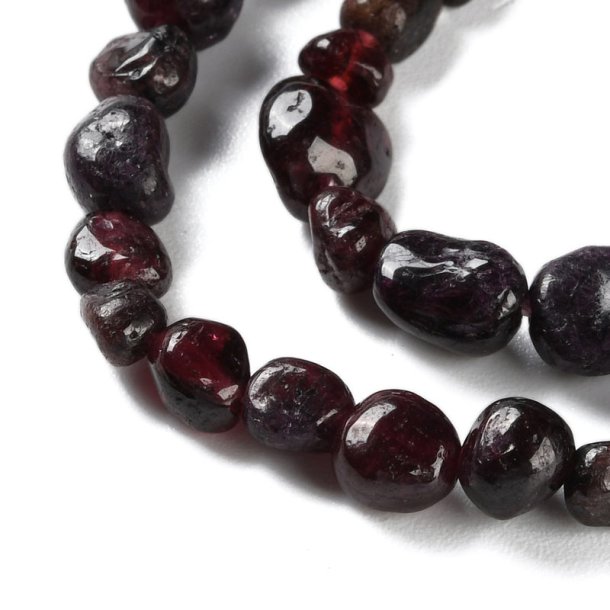 Garnet, full strand of beads, uneven nuggets, dark red, appx. 8x6 mm, appx. 56 pcs