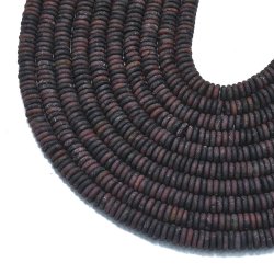 Granat, Perle, ganzer Strang, matt dunkelrotbraun, Heishi, 6x2 mm, 180 Stck