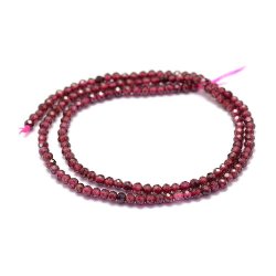 Granat, ganzer Strang, dunkelrote Perle, facettiert, ca.2 mm, ca. 180 Stk