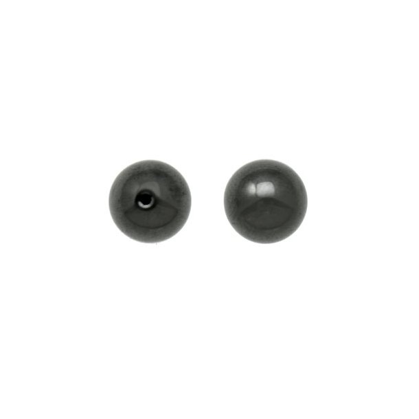 Hematit, anboret rund lille perle, 3 mm, 0,8 mm hul, 2 stk.