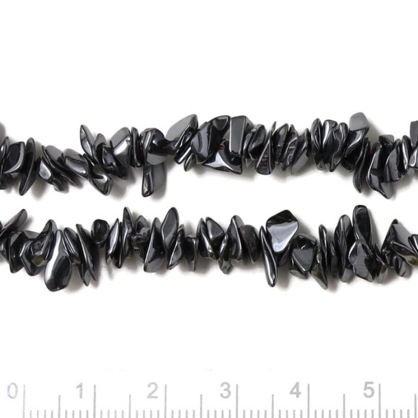Hematite, entire strand of beads, metallic grey, chips/nuggets, ca. 5x10x3mm, 150pcs.