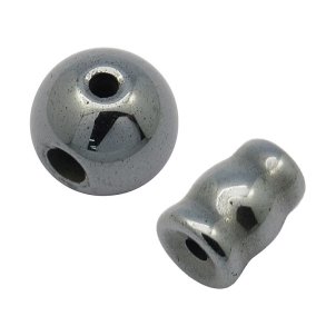 Hämatit, Guru, 3-Loch-Perle und Röhrenperle für Malakette, 1 Set