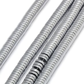 Hematite, Heishi stone bead, full strand, flat disc, metallic, 3x1 mm, appx. 400 pcs.