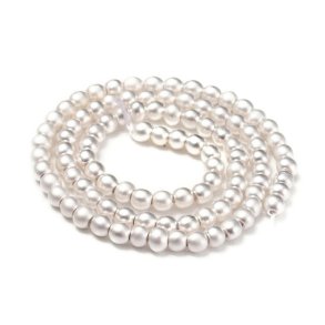 Hämatit, ganzer Strang, versilbert, mattiert, synthetisch, rund, 4 mm, A-Grad, ca. 112 Stk.