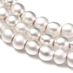 H&auml;matit, ganzer Strang, versilbert, mattiert, synthetisch, rund, 4 mm, A-Grad, ca. 112 Stk.