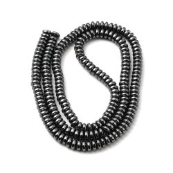 Hmatit, ganzer Perlenstrang, Heishi, dunkelgrau, runde Scheibe, 4x2,5 mm, ca. 180 Stck.