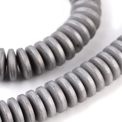 Hmatit, mattiert, grau, runde Scheibe, 6x2 mm, 20 Stck.