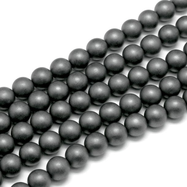 Hematite beads, grey, frosted, round bead, 6 mm, 10 pcs.