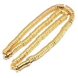 Hmatit, Heishi-Steinperle, ganze Kette, flache Scheibe, golden, 6x2,5 mm, ca. 175 Stck