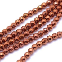 H&auml;matit, verkupfert, ganzer Strang, rund, facettiert, Durchmesser, 3 mm, 130 Stk