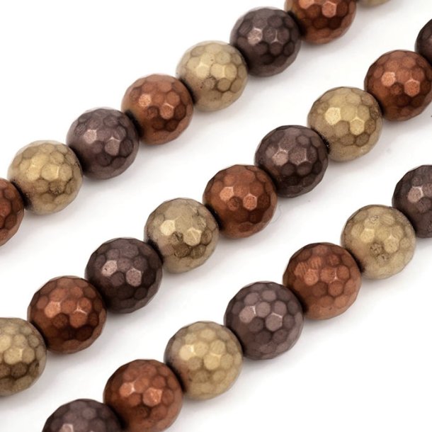 Hematite, mixed colours, antique look, round faceted, 10 mm, 10 pcs