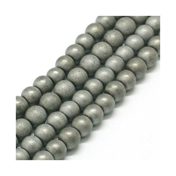 Hematite, frosted gray, round, 8 mm, 6pcs.