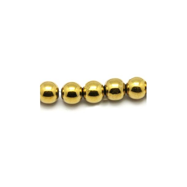 Hematite, entire strand of beads, round, golden, 12mm, 33pcs.