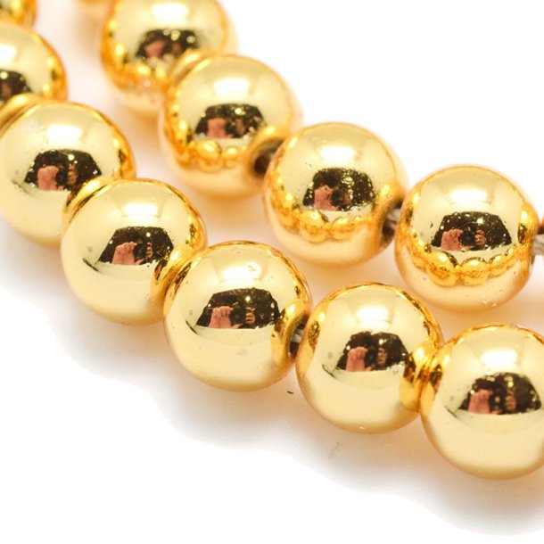 Hematite, beads, round, golden, 6 mm, 10pcs.