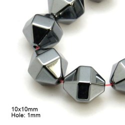 H&auml;matit, 6-seitig, facettiert, 10x10 mm, 6 Stk.