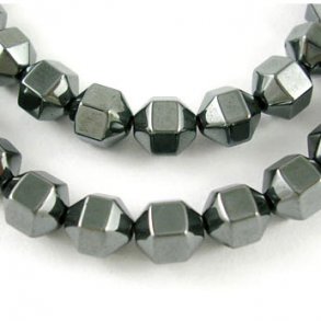 Hematite, dark 6-sided, facetted, 6x5mm, 6pcs.