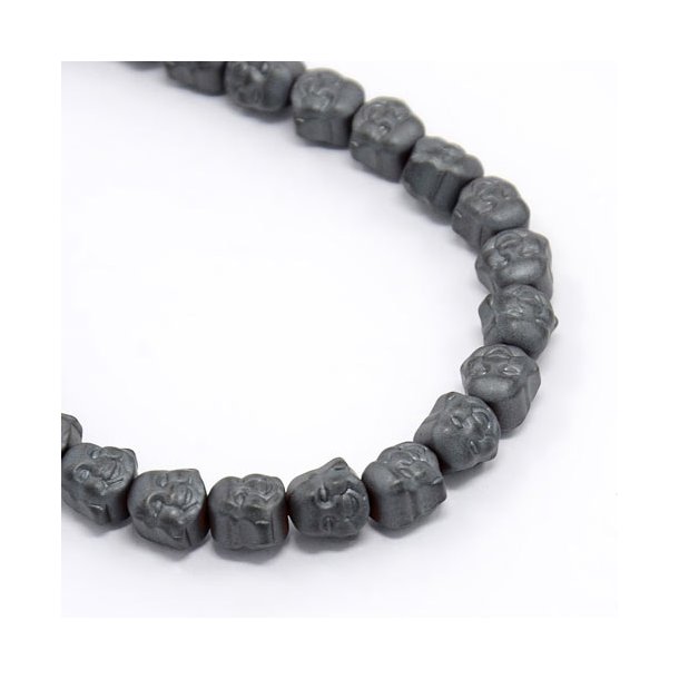 Hematite, entire strand, matte gray, Buddha head 8x8x7mm, 51pcs