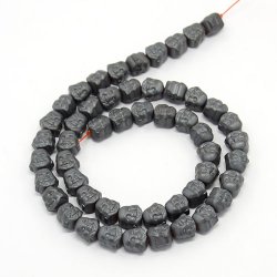 Hematite, matte gray, Buddha head 8x8x7mm, 4pcs