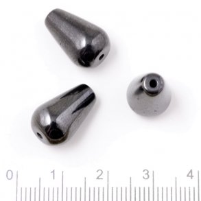 Hämatit, dunkel metallisch, Tropfen, 15x10 mm, 6 Stk.