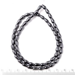 H&auml;matit, dunkel metallisch, Tropfen 7x4 mm, 6 Stk.