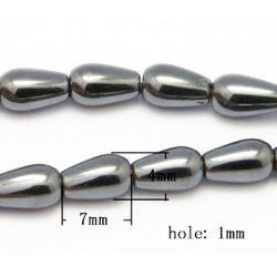 H&auml;matit, dunkel metallisch, Tropfen 7x4 mm, 6 Stk.