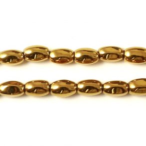 Ganzer Strang, Hämatit, vergoldete ovale Perlen, 5x3 mm, 82 Stk.