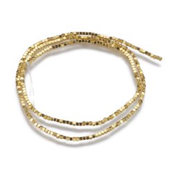 H&auml;matit, vergoldet, ganzer Strang, kleine facettierter W&uuml;rfel, 1,5x1,5x1,5 mm, ca. 240 Stck