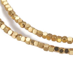 Hämatit, vergoldet, kleine facettierter Würfel, 1,5x1,5 mm, 20 Stk