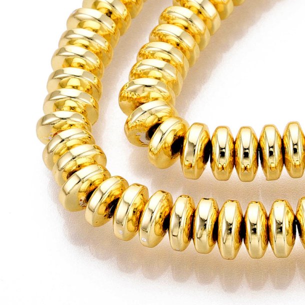 H�matit, vergoldet, Scheibenf�rmig, 6x3 mm, 20 Stk.