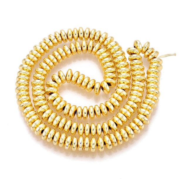 H�matit, vergoldet, ganzer Strang, Scheibenf�rmig, 6x3 mm, ca. 125Stk.