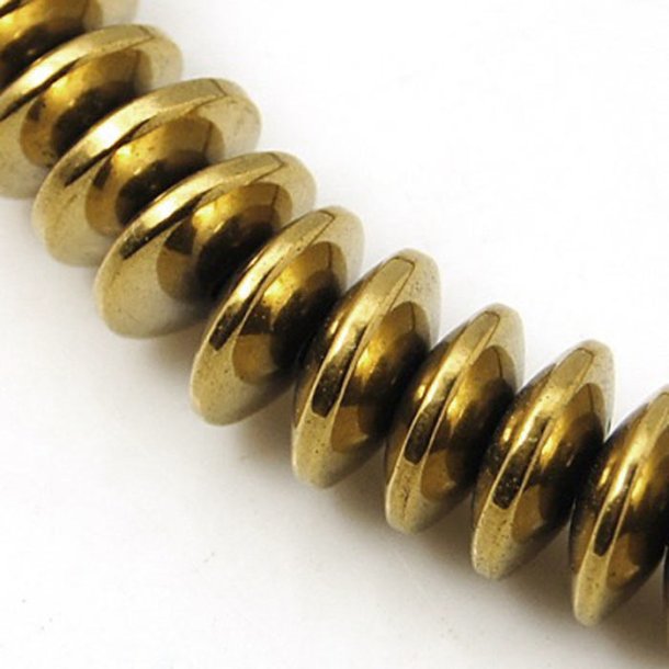 Hematite, goldplated, entire strand, rondell, 8x3mm, 120pcs.