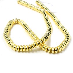 H�matit, vergoldet, ganzer Strang, Scheibenf�rmig, 6,5x3 mm, ca. 130Stk.