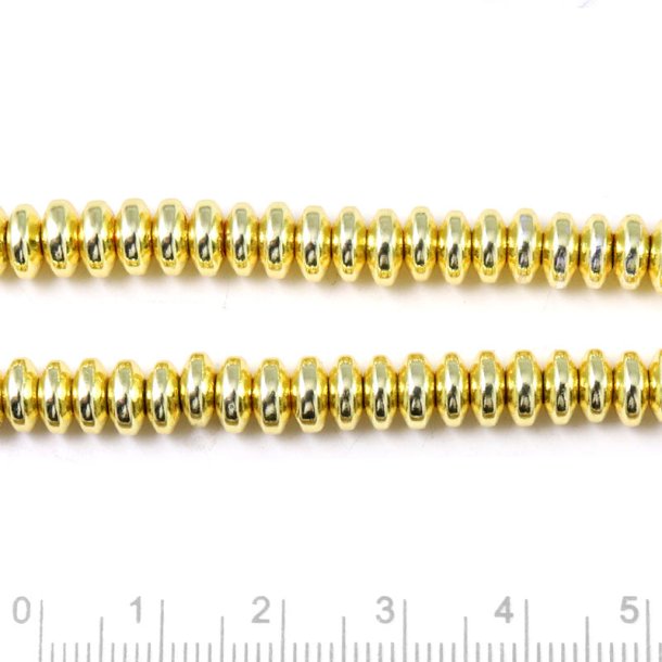 H�matit, vergoldet, ganzer Strang, Scheibenf�rmig, 6,5x3 mm, ca. 130Stk.