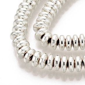 H�matit, versilbert, Scheibenf�rmig, 6x3 mm, 20 Stk.