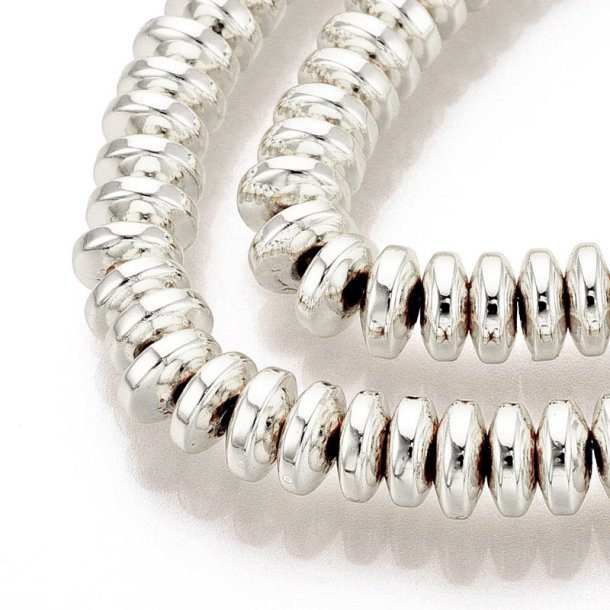 H�matit, versilbert, Scheibenf�rmig, 6x3 mm, 20 Stk.