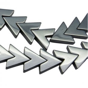 Hematite, V-shape, 17x15mm, 4pcs.