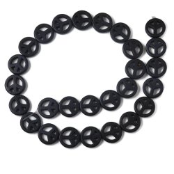 Peace-Zeichen, ganzer Strang, synthetischer Howlint, schwarz, 29 Stk.