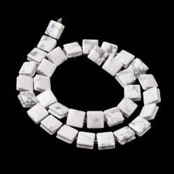 Howlit, quadratische Verschlussperle, wei marmoriert, ca. 10x10x5 mm, 1 Stck