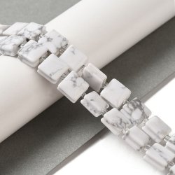 Howlit, quadratische Verschlussperle, wei marmoriert, ca. 10x10x5 mm, 1 Stck